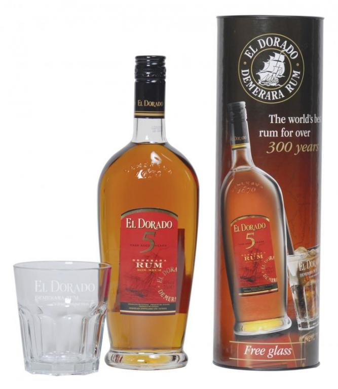 El Dorado 5 y Rum dárkové balení se skleničkou 70 cl 40 %